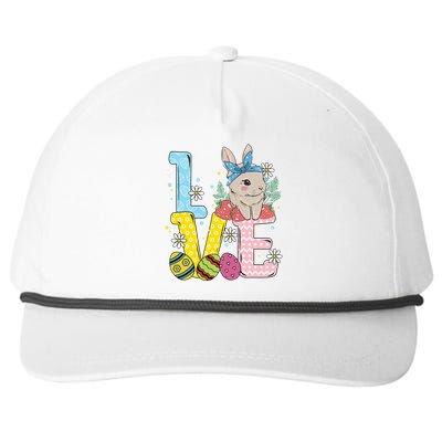 Bunny Colorful Easter Eggs Love Easter rabbit Snapback Five-Panel Rope Hat