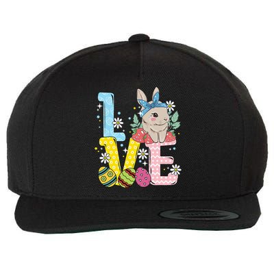 Bunny Colorful Easter Eggs Love Easter rabbit Wool Snapback Cap