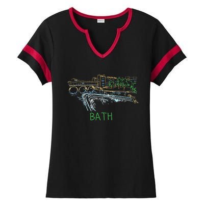 Bath City England Uk Souvenir Gift Ladies Halftime Notch Neck Tee