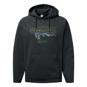 Bath City England Uk Souvenir Gift Performance Fleece Hoodie