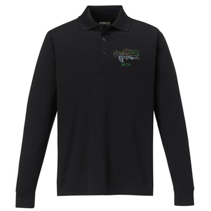 Bath City England Uk Souvenir Gift Performance Long Sleeve Polo