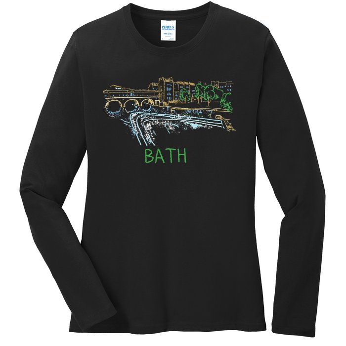 Bath City England Uk Souvenir Gift Ladies Long Sleeve Shirt