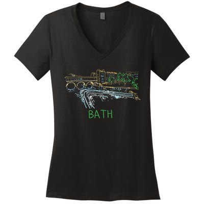 Bath City England Uk Souvenir Gift Women's V-Neck T-Shirt