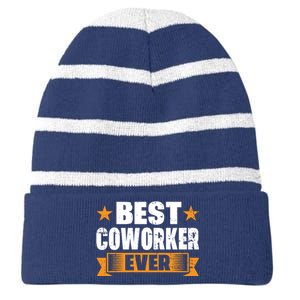 Best Coworker Ever Striped Beanie with Solid Band