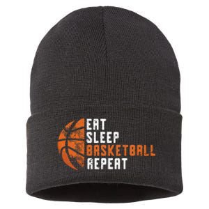 Basketball Coach Eat Sleep Basketball Repeat Basketball Sustainable Knit Beanie