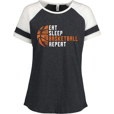 Basketball Coach Eat Sleep Basketball Repeat Enza Ladies Jersey Colorblock Tee