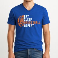 Basketball Coach Eat Sleep Basketball Repeat V-Neck T-Shirt