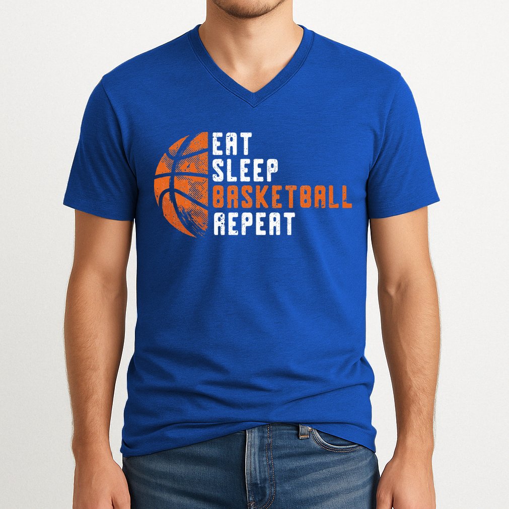 Basketball Coach Eat Sleep Basketball Repeat V-Neck T-Shirt