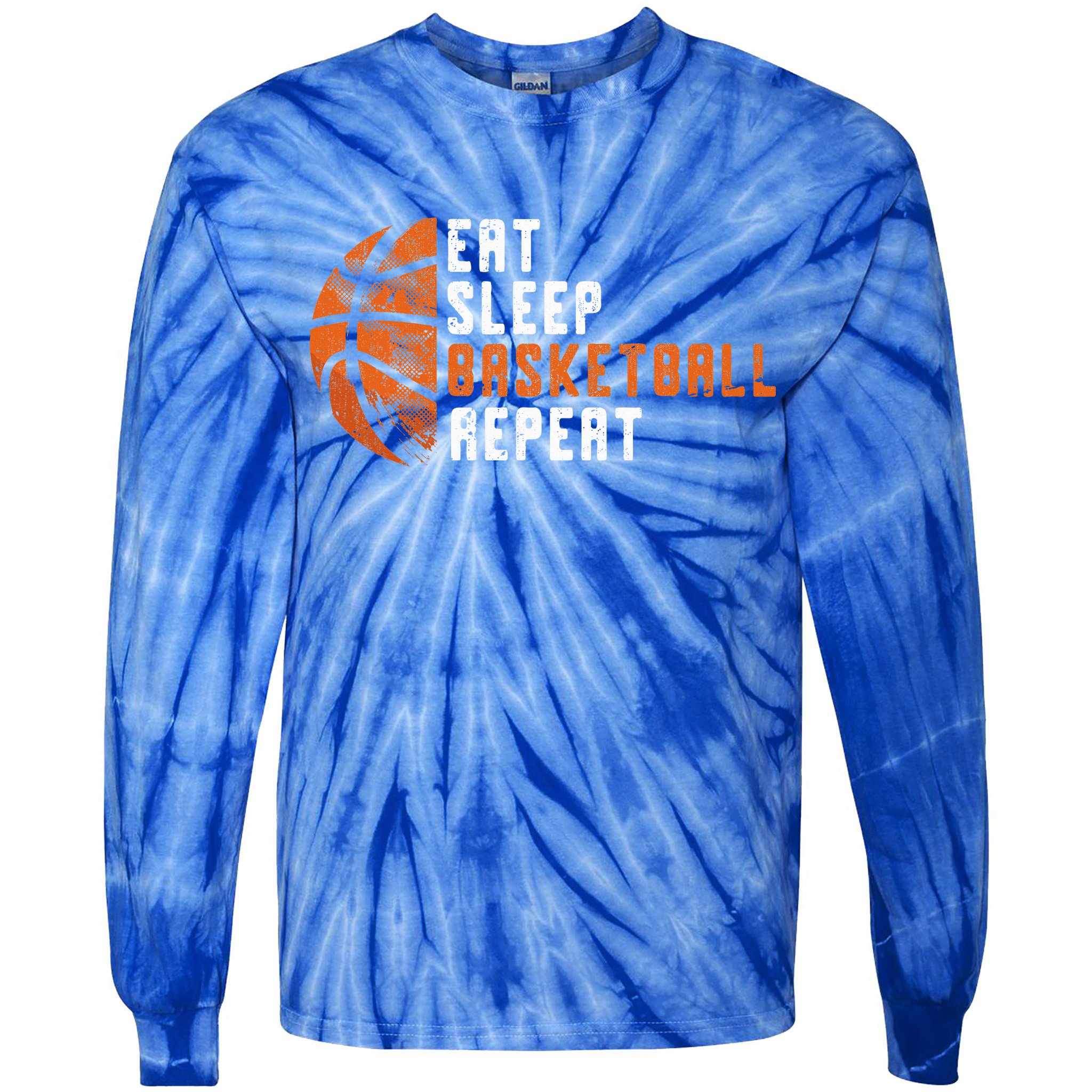 Basketball Coach Eat Sleep Basketball Repeat Tie-Dye Long Sleeve Shirt