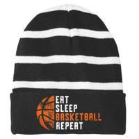 Basketball Coach Eat Sleep Basketball Repeat Basketball Striped Beanie with Solid Band