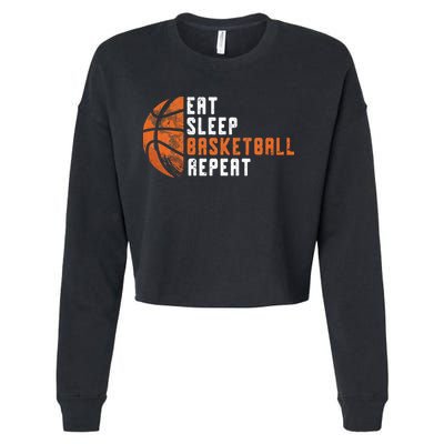 Basketball Coach Eat Sleep Basketball Repeat Basketball Cropped Pullover Crew
