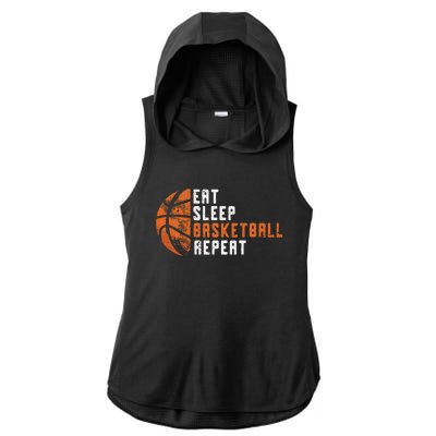 Basketball Coach Eat Sleep Basketball Repeat Basketball Ladies PosiCharge Tri-Blend Wicking Draft Hoodie Tank