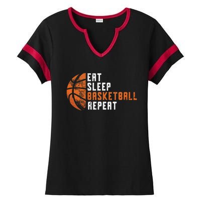 Basketball Coach Eat Sleep Basketball Repeat Basketball Ladies Halftime Notch Neck Tee