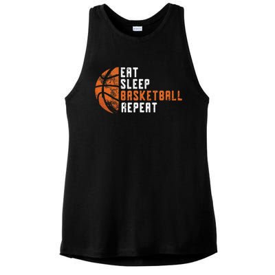 Basketball Coach Eat Sleep Basketball Repeat Basketball Ladies PosiCharge Tri-Blend Wicking Tank