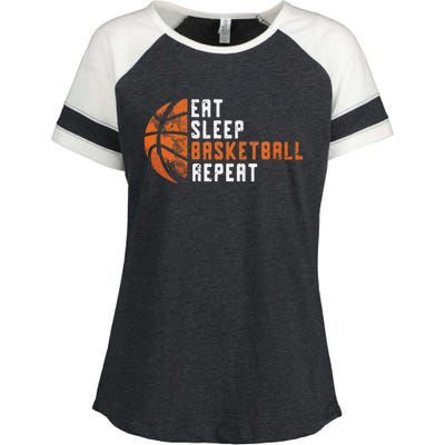 Basketball Coach Eat Sleep Basketball Repeat Basketball Enza Ladies Jersey Colorblock Tee