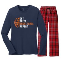 Basketball Coach Eat Sleep Basketball Repeat Basketball Women's Long Sleeve Flannel Pajama Set 