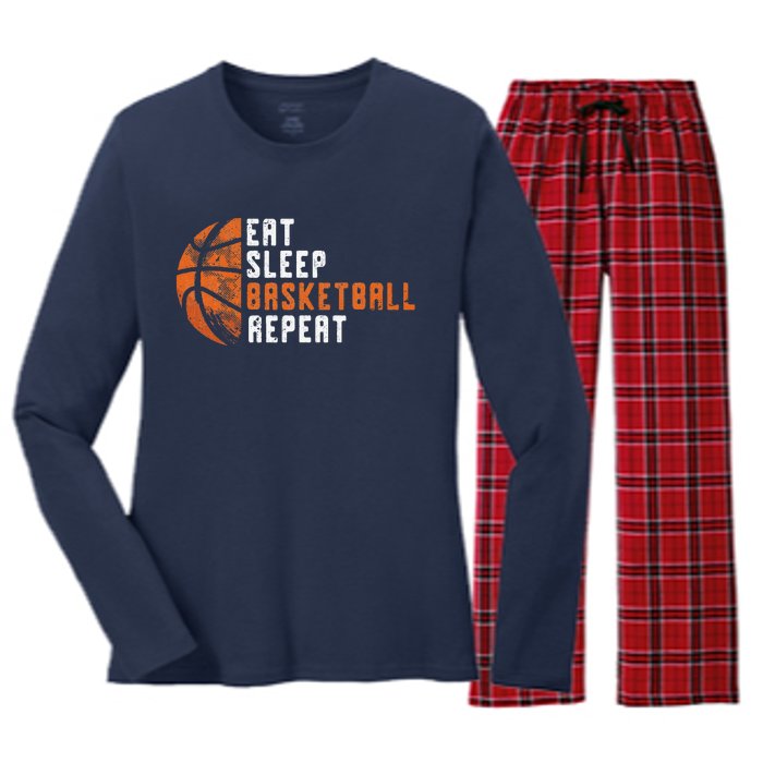 Basketball Coach Eat Sleep Basketball Repeat Basketball Women's Long Sleeve Flannel Pajama Set 