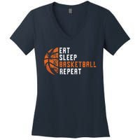 Basketball Coach Eat Sleep Basketball Repeat Basketball Women's V-Neck T-Shirt