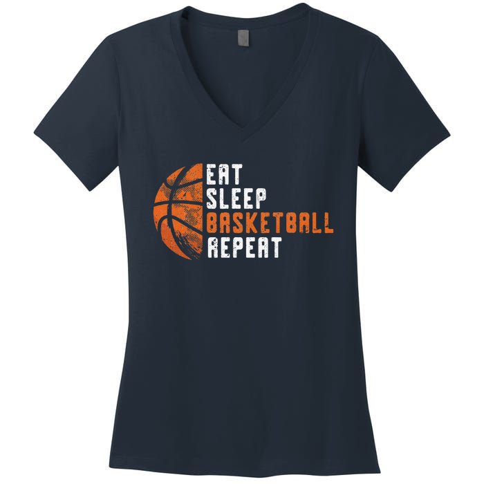 Basketball Coach Eat Sleep Basketball Repeat Basketball Women's V-Neck T-Shirt