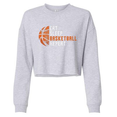 Basketball Coach Eat Sleep Basketball Repeat Basketball Cropped Pullover Crew