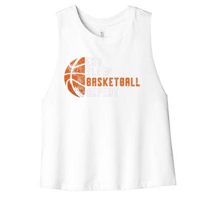 Basketball Coach Eat Sleep Basketball Repeat Basketball Women's Racerback Cropped Tank