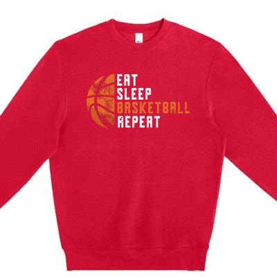 Basketball Coach Eat Sleep Basketball Repeat Basketball Premium Crewneck Sweatshirt