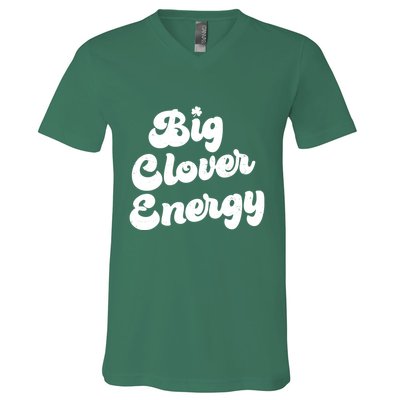 Big Clover Energy Retro Vintage Groovy V-Neck T-Shirt