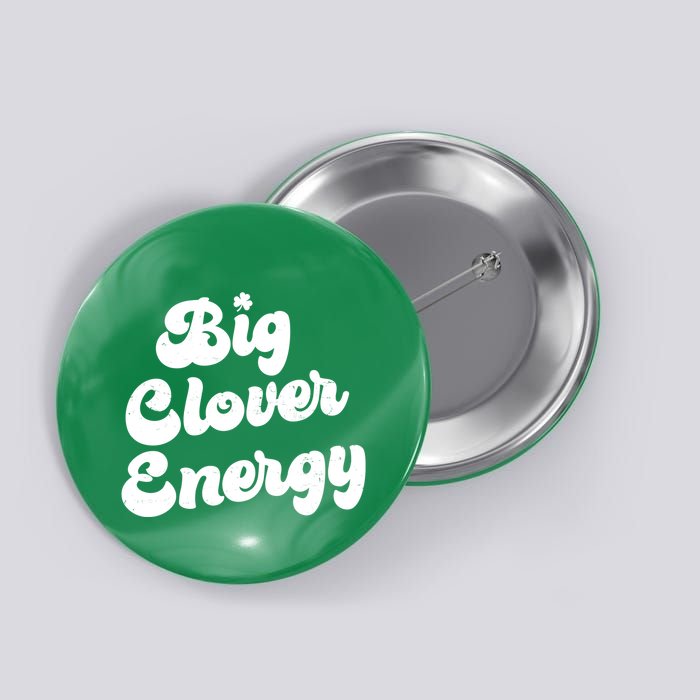 Big Clover Energy Retro Vintage Groovy Button