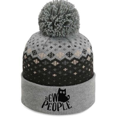 Black Cat Ew People Funny Meowy Cat Lovers The Baniff Cuffed Pom Beanie