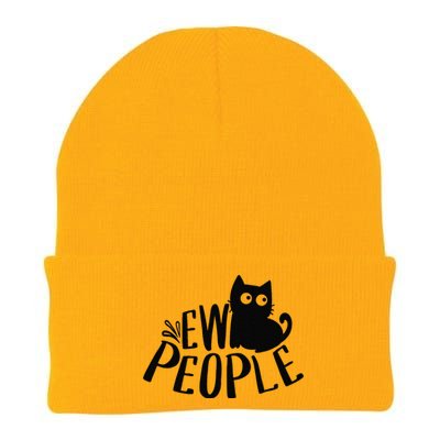 Black Cat Ew People Funny Meowy Cat Lovers Knit Cap Winter Beanie