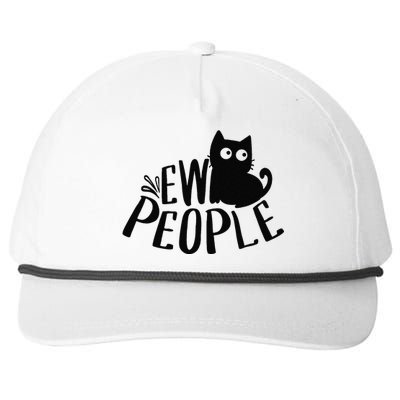 Black Cat Ew People Funny Meowy Cat Lovers Snapback Five-Panel Rope Hat