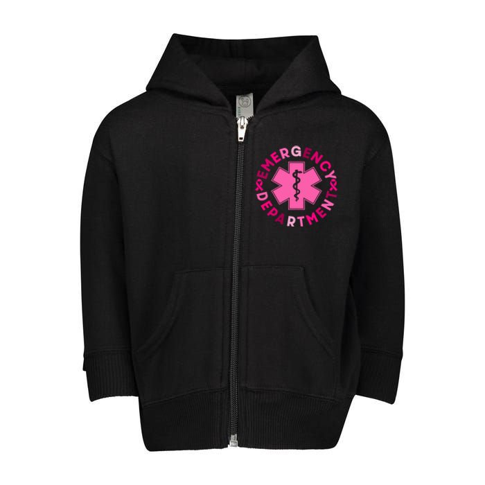 Breast Cancer Emergency Department Emergency Room Nurse Gift Toddler Zip Fleece Hoodie