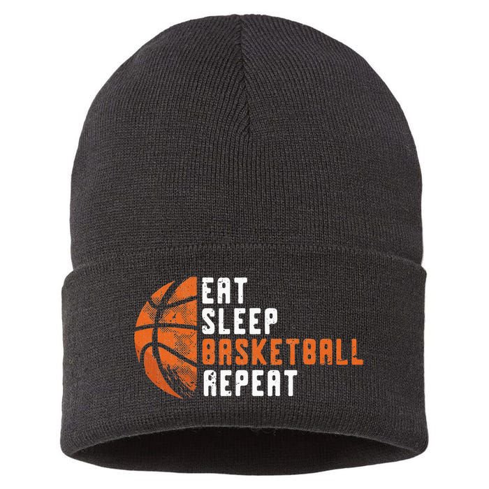 Basketball Coach Eat Sleep Basketball Repeat Basketball Sustainable Knit Beanie