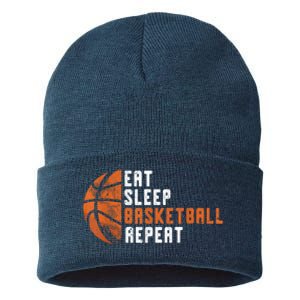 Basketball Coach Eat Sleep Basketball Repeat Basketball Sustainable Knit Beanie