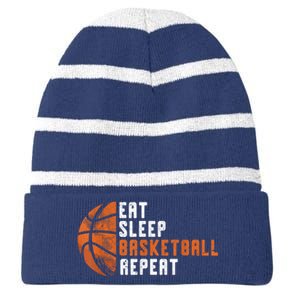 Basketball Coach Eat Sleep Basketball Repeat Basketball Striped Beanie with Solid Band