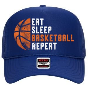 Basketball Coach Eat Sleep Basketball Repeat Basketball High Crown Mesh Back Trucker Hat