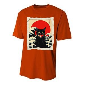 Black Cat Eating Sushi Anime Cat Performance Sprint T-Shirt