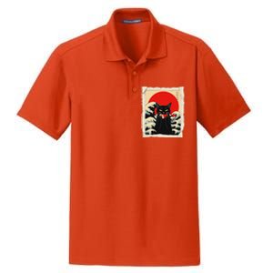 Black Cat Eating Sushi Anime Cat Dry Zone Grid Polo