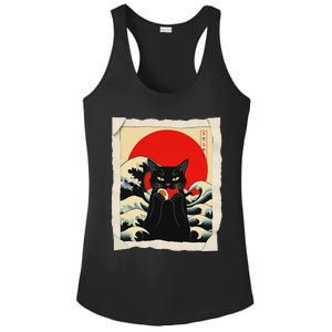 Black Cat Eating Sushi Anime Cat Ladies PosiCharge Competitor Racerback Tank