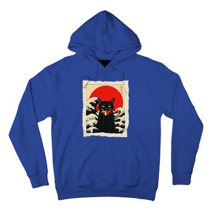 Black Cat Eating Sushi Anime Cat Hoodie