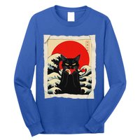 Black Cat Eating Sushi Anime Cat Long Sleeve Shirt