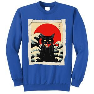 Black Cat Eating Sushi Anime Cat Sweatshirt