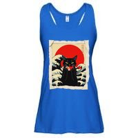 Black Cat Eating Sushi Anime Cat Ladies Essential Flowy Tank