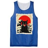 Black Cat Eating Sushi Anime Cat Mesh Reversible Basketball Jersey Tank