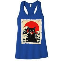 Black Cat Eating Sushi Anime Cat Women's Racerback Tank