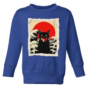 Black Cat Eating Sushi Anime Cat Toddler Sweatshirt