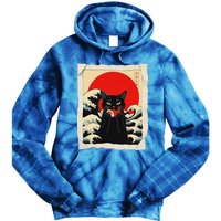 Black Cat Eating Sushi Anime Cat Tie Dye Hoodie