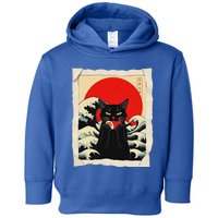 Black Cat Eating Sushi Anime Cat Toddler Hoodie