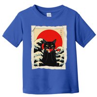 Black Cat Eating Sushi Anime Cat Toddler T-Shirt