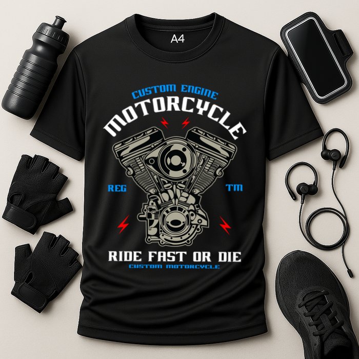 Bike Custom Engine Mechanics Gift Cooling Performance Crew T-Shirt
